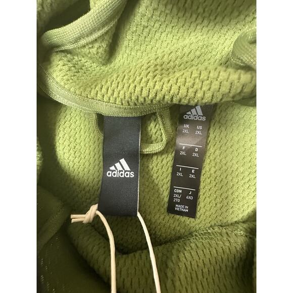Adidas Climawarm Adult 2XL Green Hoodie Pullover Three Stripe Athleisure NWT - Picture 3 of 9